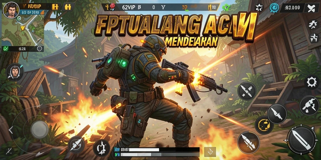 Screenshot menunjukkan aksi seru dari gameplay 62VIP.