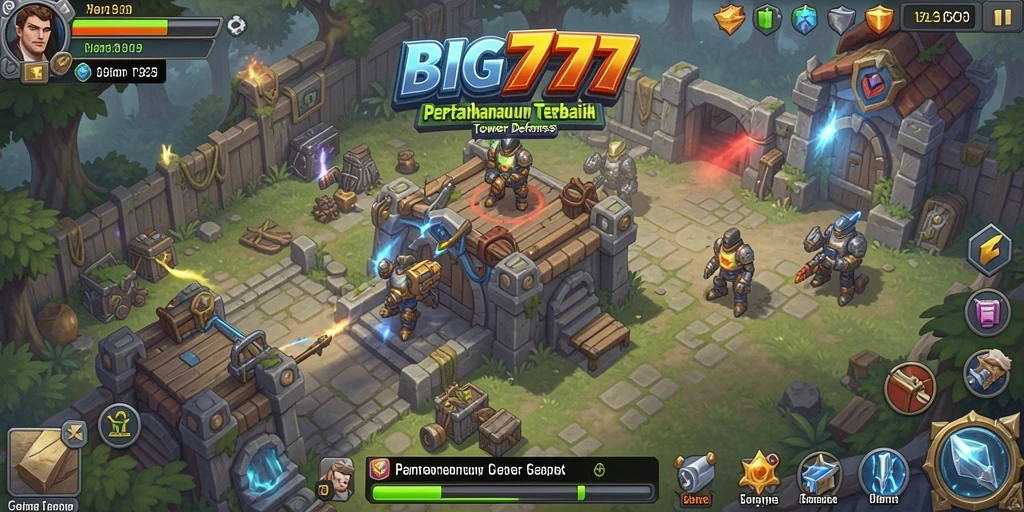 Tampilan gameplay seru dalam Tower Defense BIG777 dengan efek menarik.