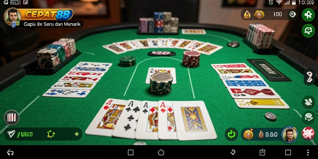 Tampilan gameplay Gaple yang menarik dan interaktif di CEPAT88.