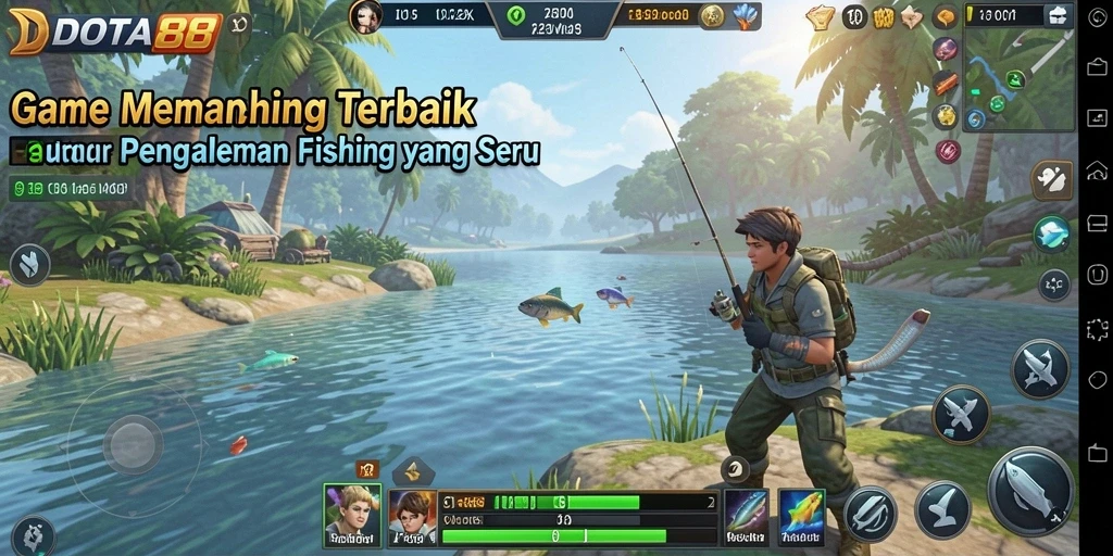 Screenshot gameplay DOTA88 dengan aksi menangkap ikan yang mendebarkan.