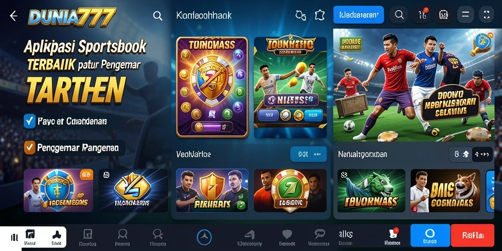 Screenshot DUNIA777 menampilkan antarmuka taruhan Sportsbook yang menarik.