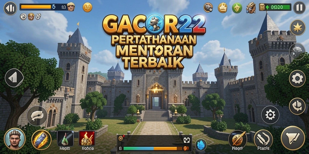 Tampilan menara yang strategis dalam pertempuran Tower Defense.