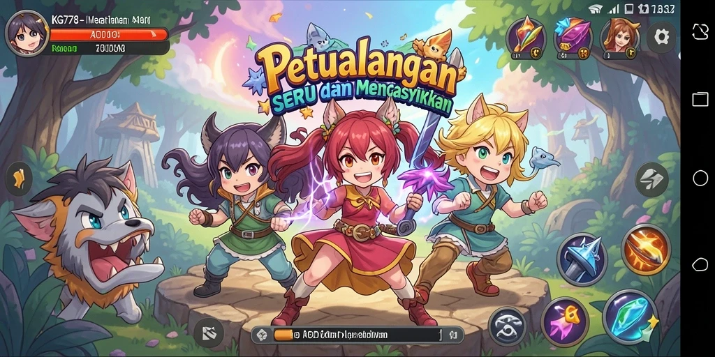 Tangkapan layar gameplay KG778 menampilkan aksi karakter Anime