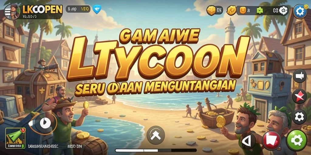 Tangkapan layar gameplay LKOPEN menampilkan suasana bisnis yang dinamis.
