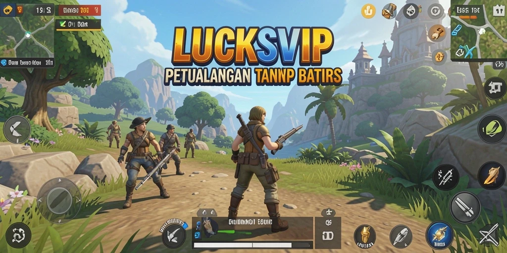 Tangkapan layar LUCKSVIP menampilkan petualangan seru di dunia terbuka.