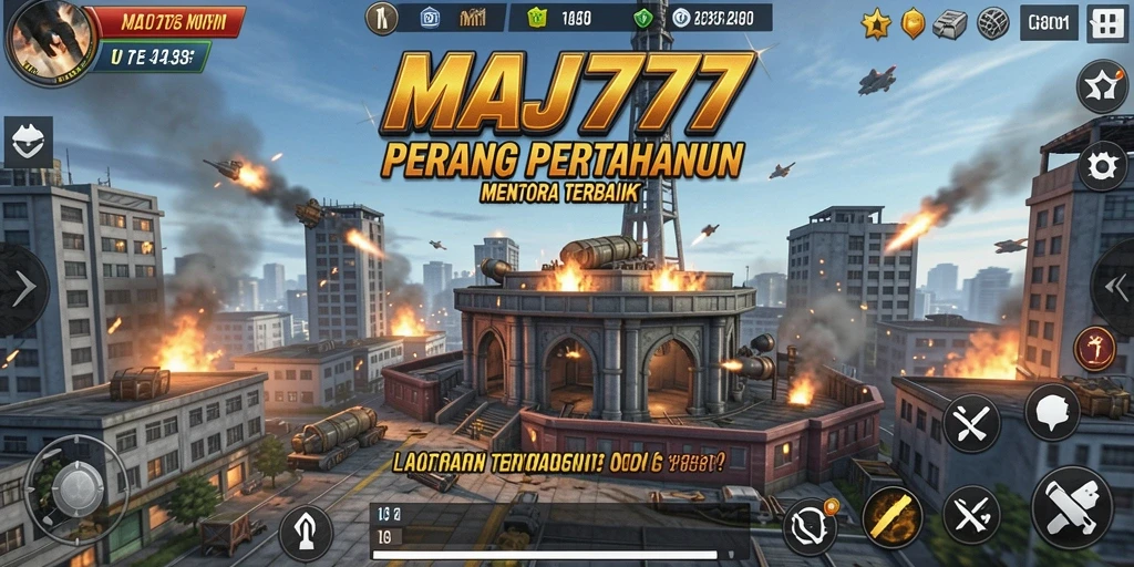 Tangkapan layar menampilkan aksi menara pertahanan dalam MAJ777.