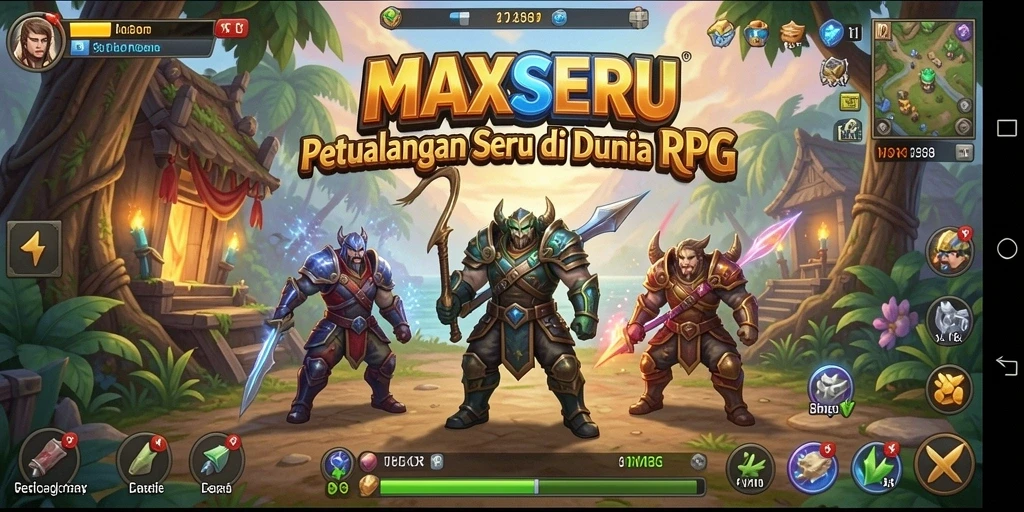 Tangkapan layar menampilkan aksi seru di MAXSERU dengan pertarungan epik.