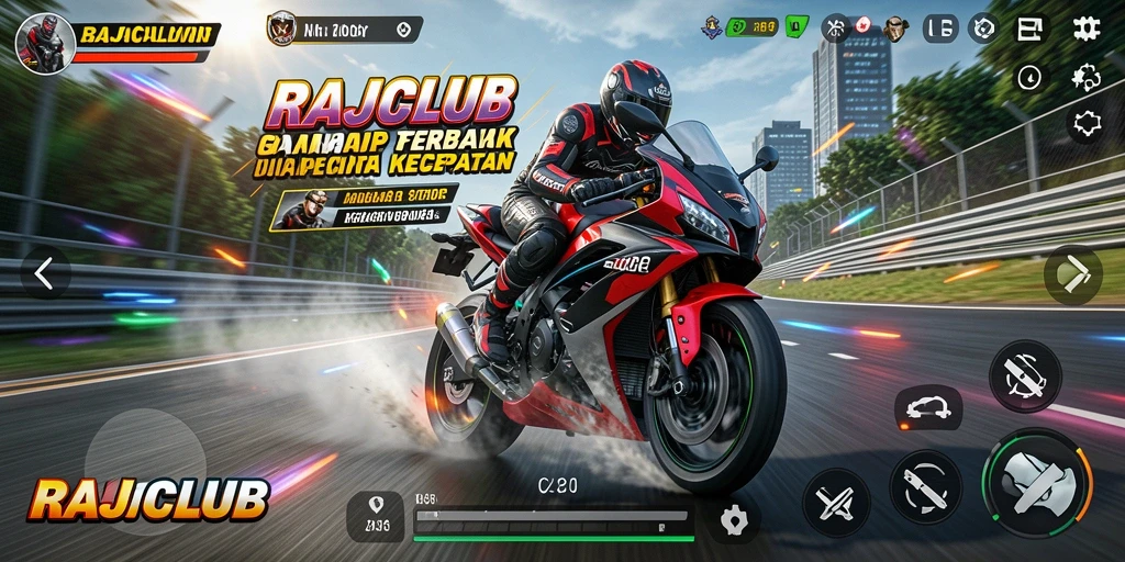 Tampilan gameplay seru dari balap motor di RAJACLUB.