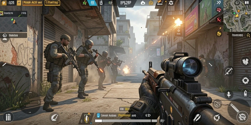 Tangkapan layar gameplay RP62RP yang menggambarkan aksi tembak-menembak yang mendebarkan.