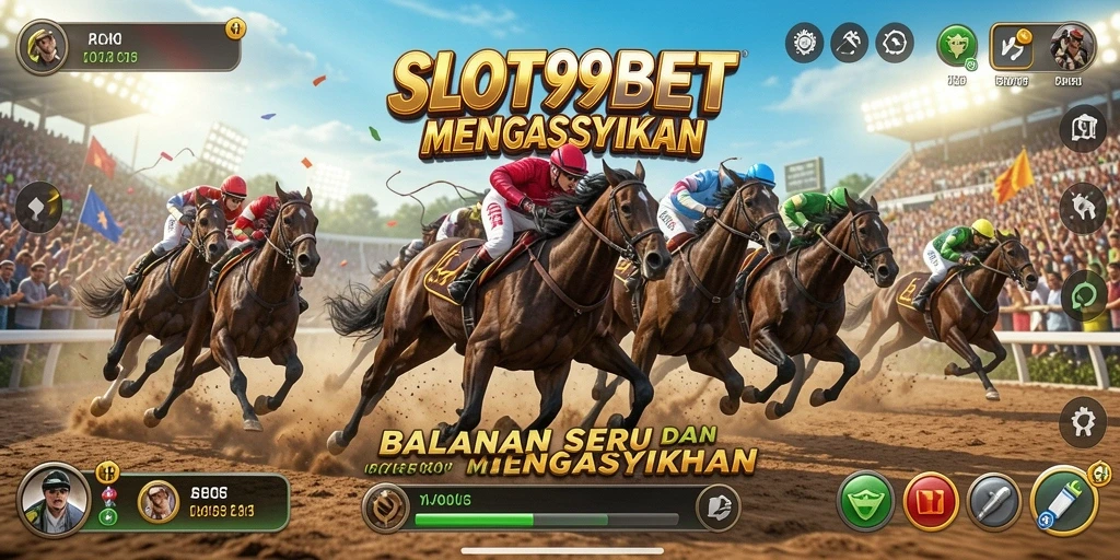 Gameplay SLOT99BET yang seru dengan berbagai trek balapan.