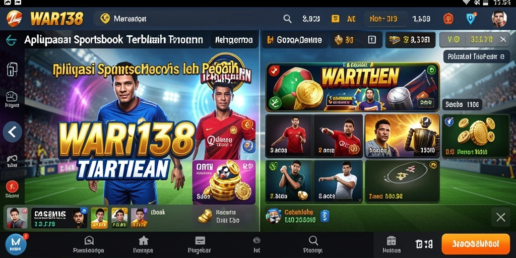 Screenshot menunjukkan antarmuka pengguna dari aplikasi Sportsbook WAR138.